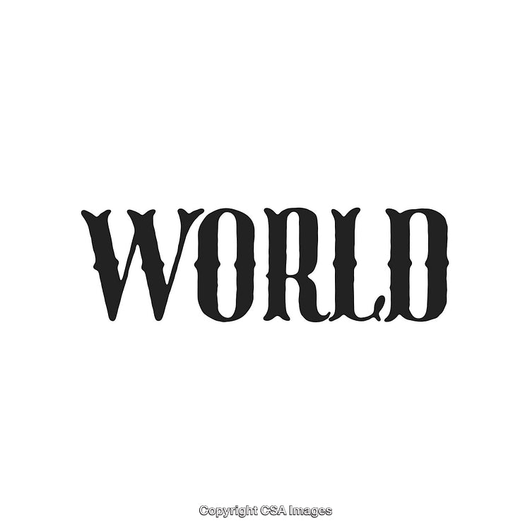 Black and White Typography Image with the Word 'World' in Bold Font