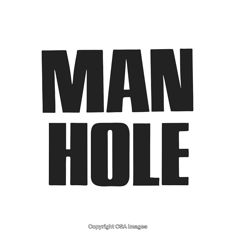 Bold Text Graphic Featuring the Words 'Man Hole' in Monochrome Style