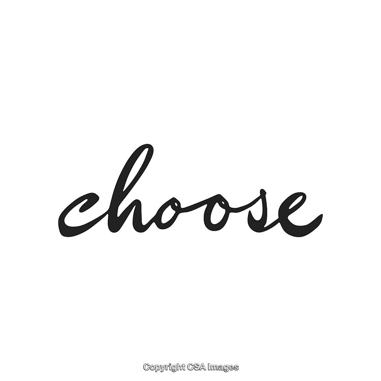 Black Handwritten Cursive Typeface Text Spelling the Word Choose on White Background
