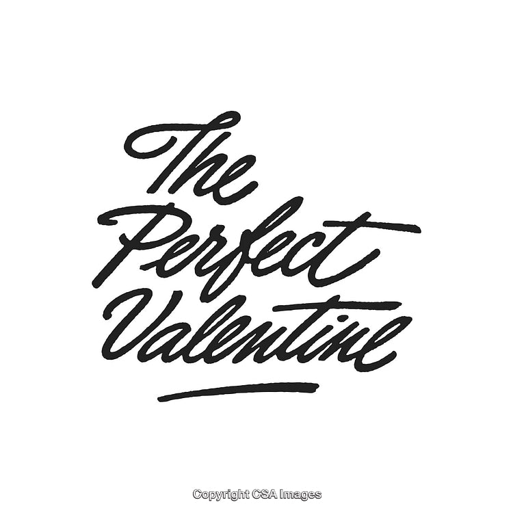 Stylish Handwritten 'The Perfect Valentine' Text on White Background