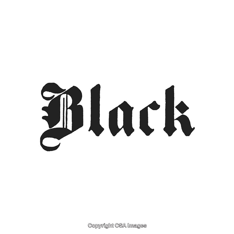 Blackletter Typography Featuring the Word 'Black' on a White Background