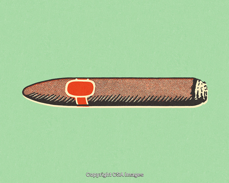 Retro Cigarette Illustration Featuring a Distinctive Label on a Light Green Background