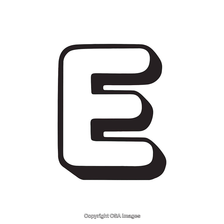 Minimalist Black Text Letter E with Rounded Modern Design