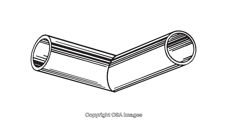 Black and White Line Art Illustration of a Bent Hollow Pipe