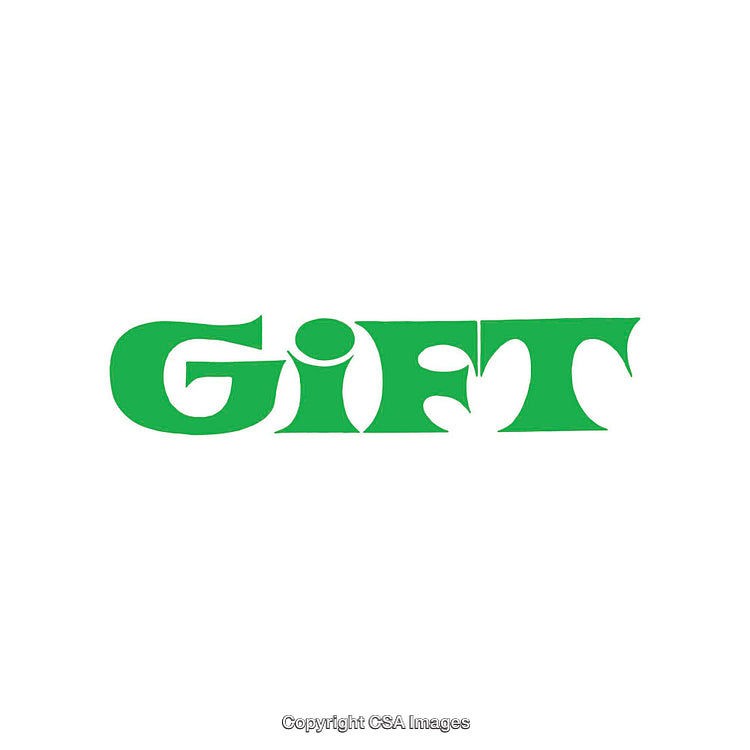 Creative Green Text Art Illustrating the Word Gift on White Background