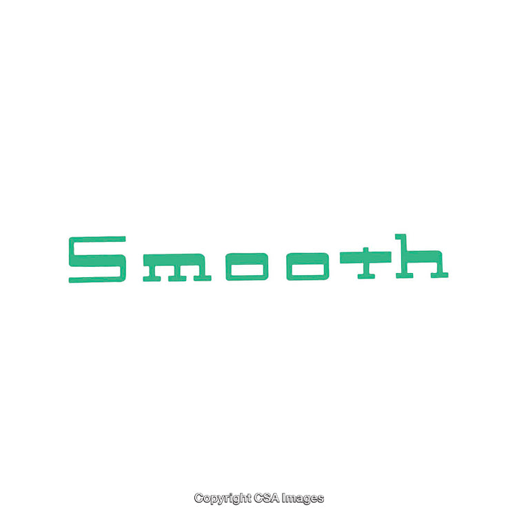 Smooth Written in Block Lettering Style on White Background