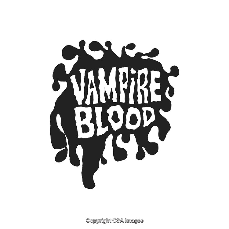 Bold Vampire Blood Text With Dripping Ink Style Design on White Background
