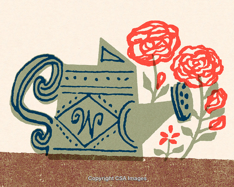 Decorative Watering Can with Red Roses and Handcrafted Artistic Style