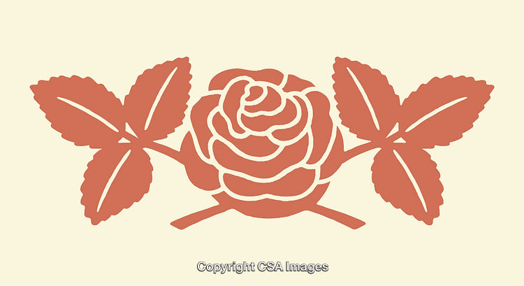 Single Stylized Rose with Leaves in Earth Tone Colors