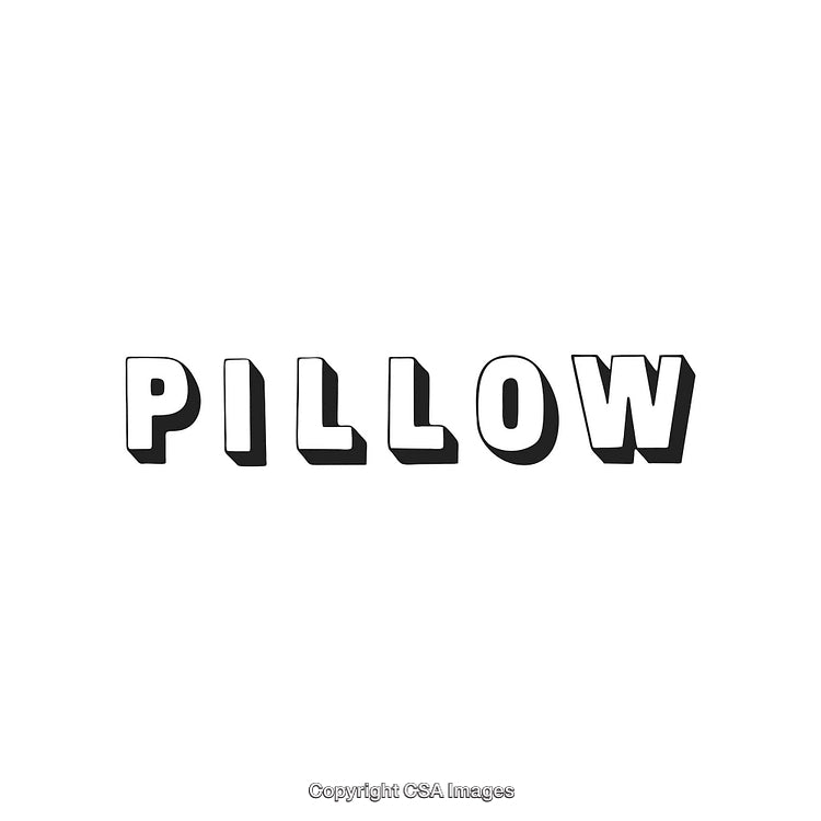 Bold Layered Typography of the Word 'Pillow' in Black and White