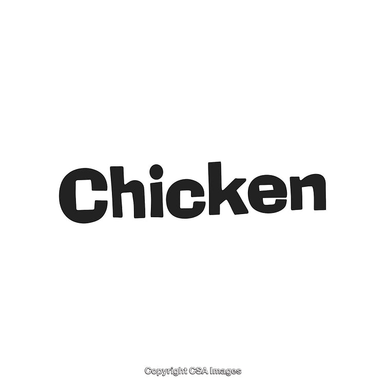 Illustration of the Word 'Chicken' in Black on a White Background