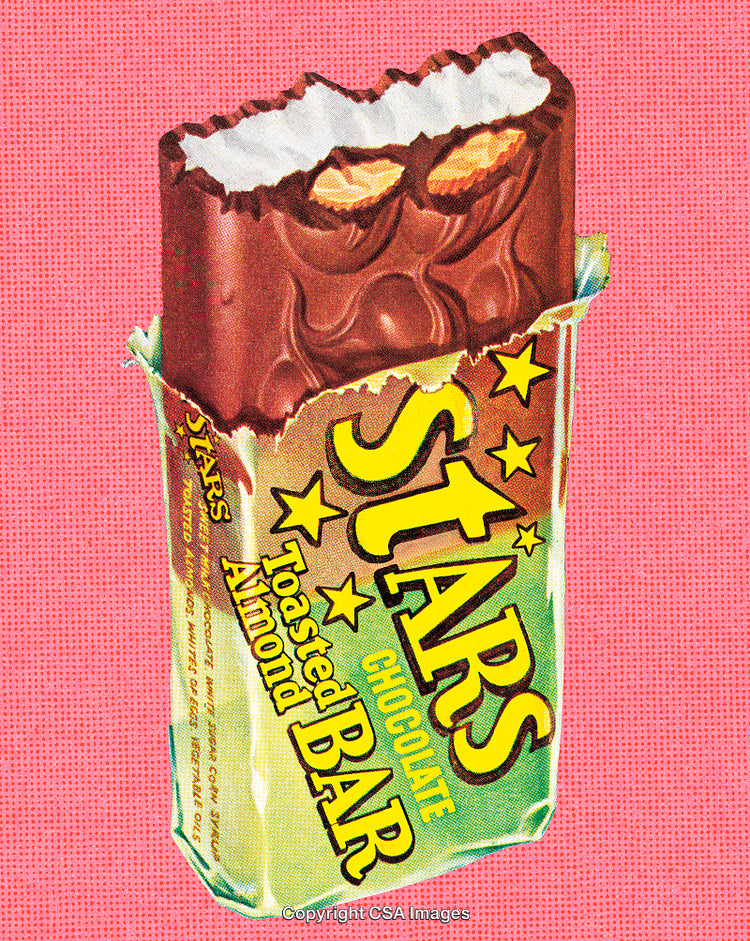 Retro Style Chocolate Bar Packaging with Almond and Marshmallow Filling
