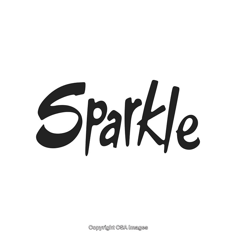 Creative Black Handwriting on White Background with the Word 'Sparkle' Emphasized
