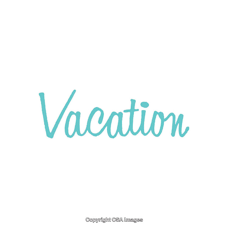 Minimalist Blue 'Vacation' Text on a Plain White Background