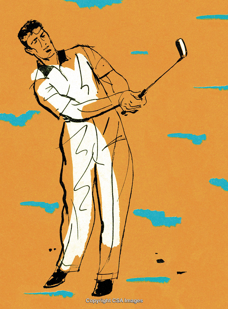 Man Swinging a Golf Club