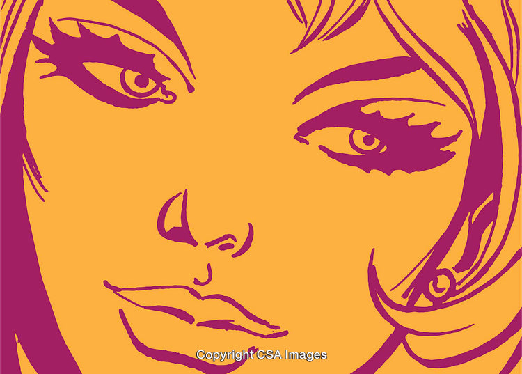 Stylized Pop Art Portrait of a Woman in Vibrant Bold Colors