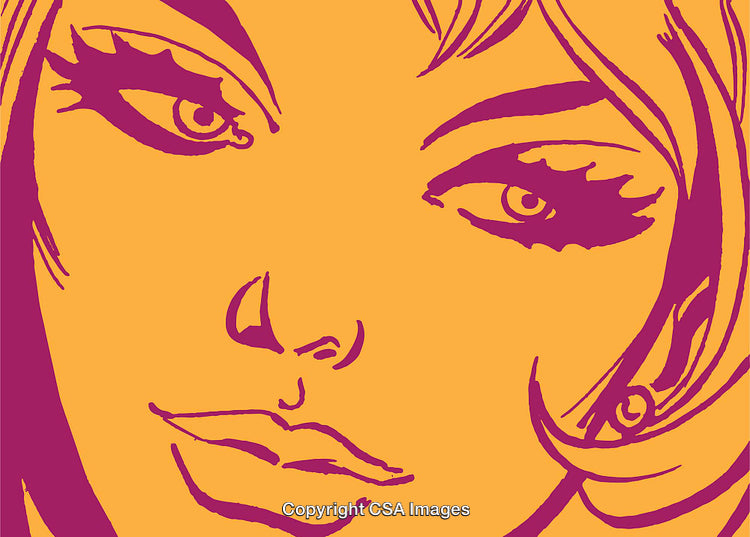 Stylized Pop Art Portrait of a Woman in Vibrant Bold Colors