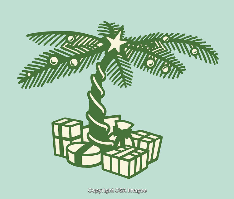 Tropical Christmas Palm With Decorations and Gifts Design