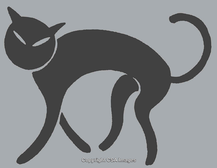 Minimalistic Silhouette Illustration of a Black Cat on a Light Background