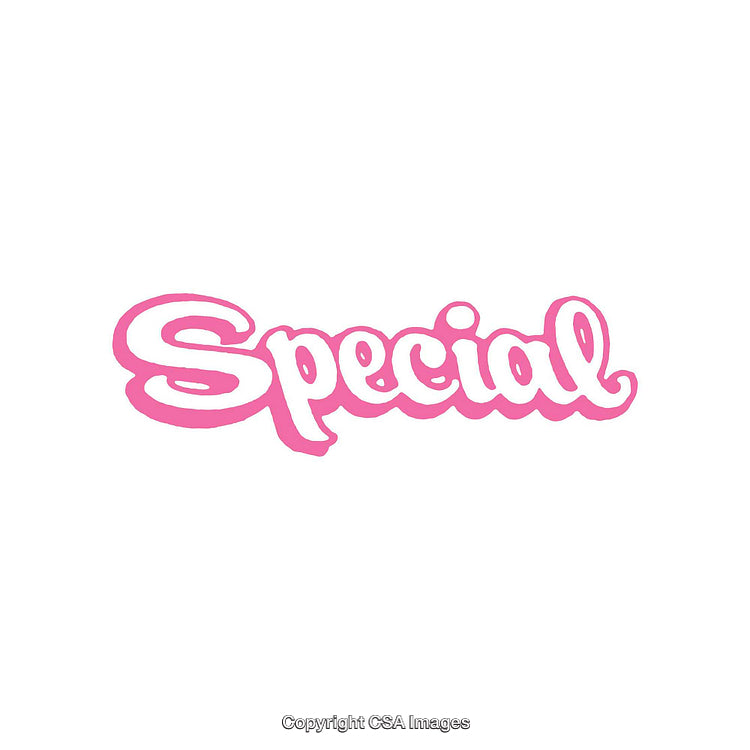 Pink Decorative Calligraphy Text Depicting the Word Special on White Background