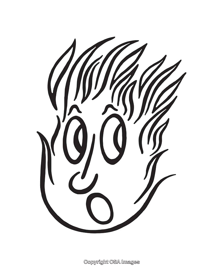 Surprised Face Line Art Illustration with Hand-Drawn Hair