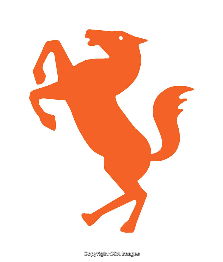 Silhouette of a Standing Orange Horse Icon Against White Background