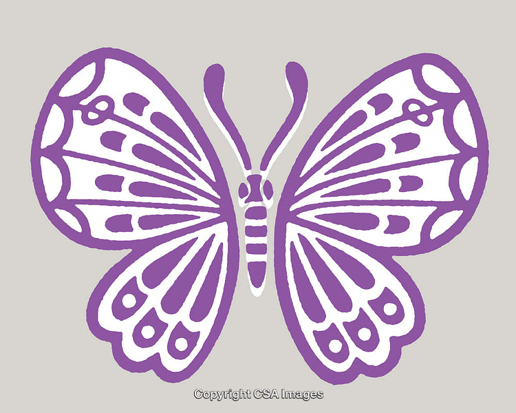 Purple Butterfly Line Art on Neutral Background
