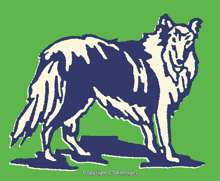 Color Line Art Illustration of a Dog on a Green Background
