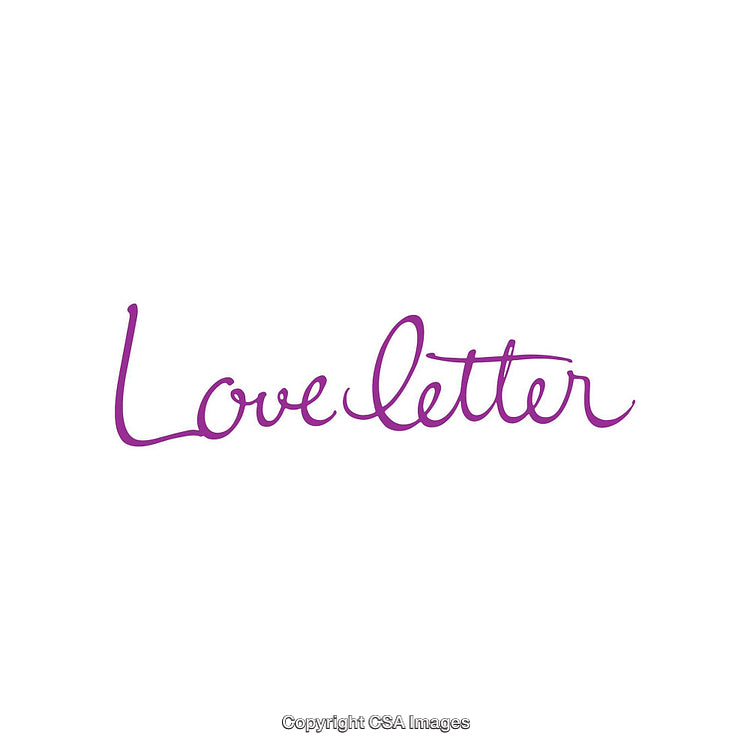 Elegant Purple Script Love Letter Text on White Background