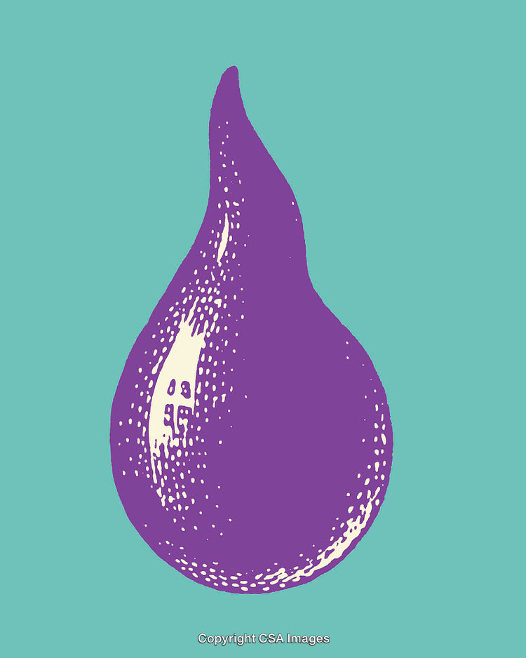 Vibrant Purple Droplet Illustration on a Bright Teal Background