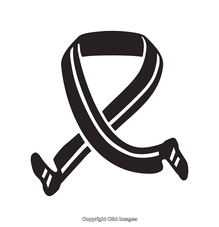 Black and White Illustration of an Awareness Ribbon with Creative Design