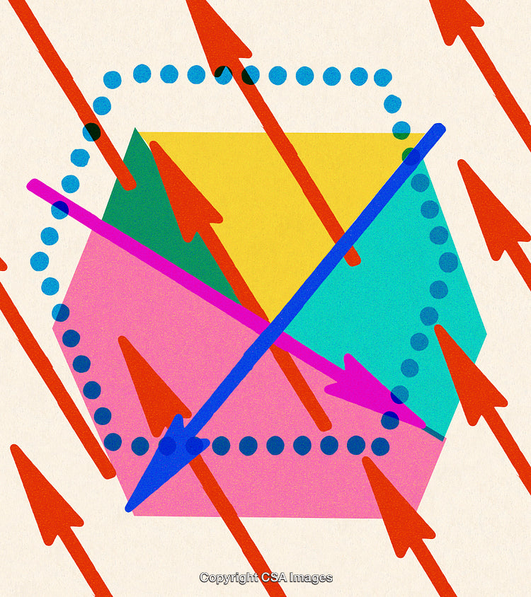 Abstract Geometric Shapes with Arrows and Vibrant Colors