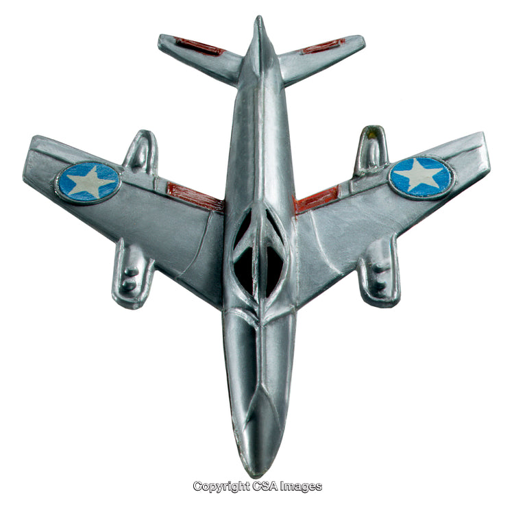 Top View of a Metallic Model Aircraft with Star Markings