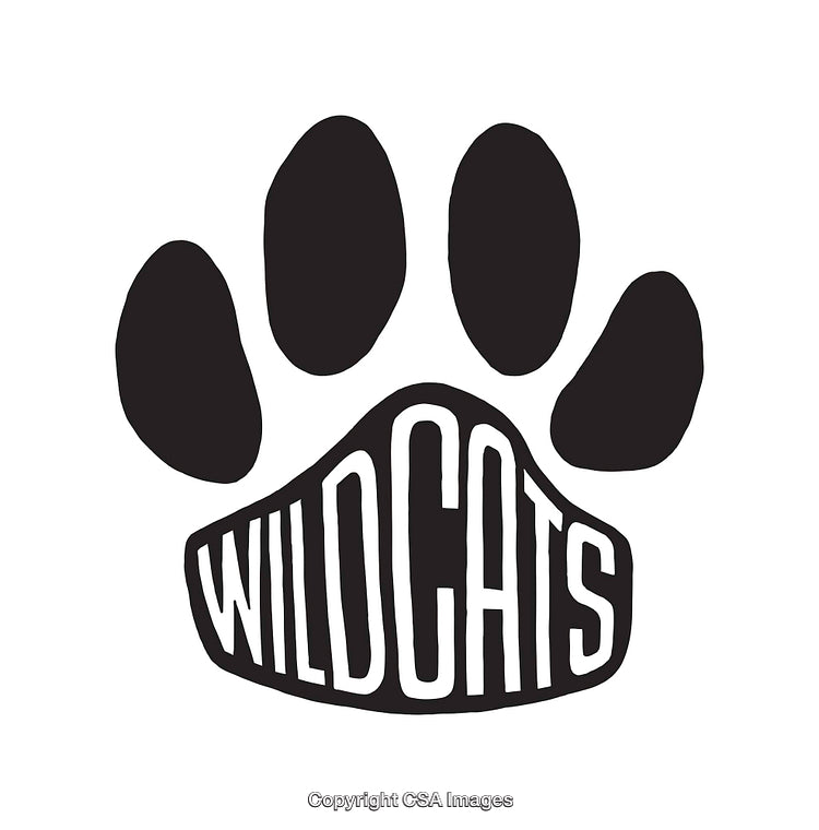 Black and White Illustration of a Wildcat Paw Print Design
