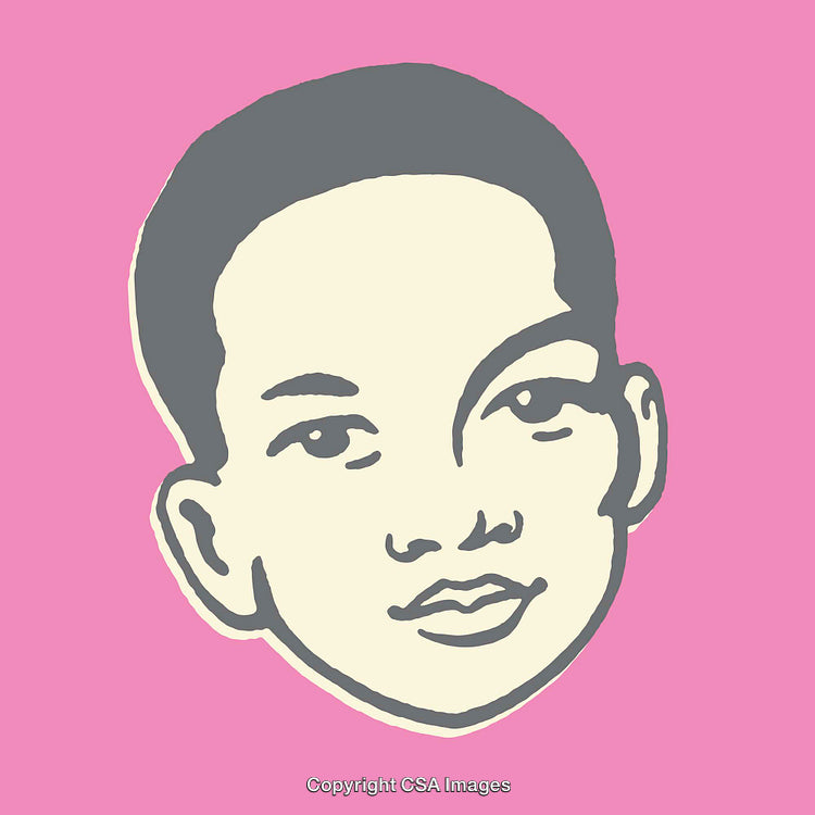 Minimalist Line Art Illustration of a Human Face on Pink Background