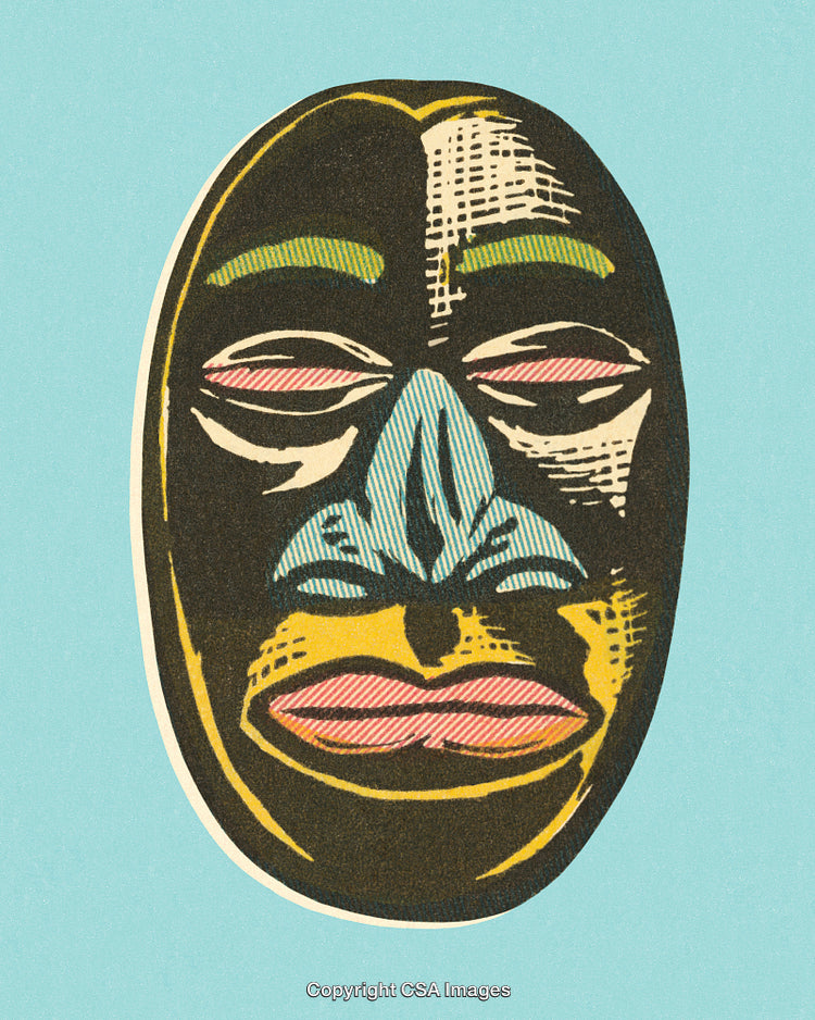 Colorful Illustration of a Unique Mask Design with Artistic Details
