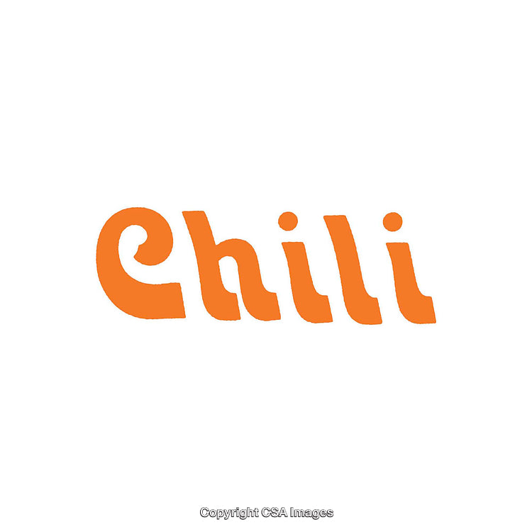 Bold Orange Chili Typography with Minimalist Aesthetic on White Background