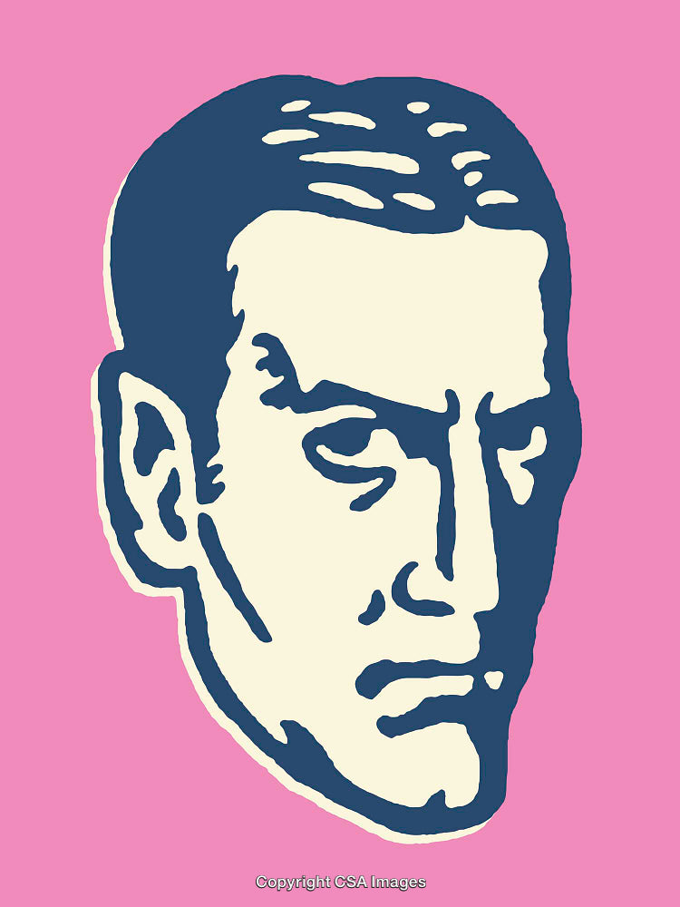 Bold Line Art Illustration of a Classic Male Portrait on Pink