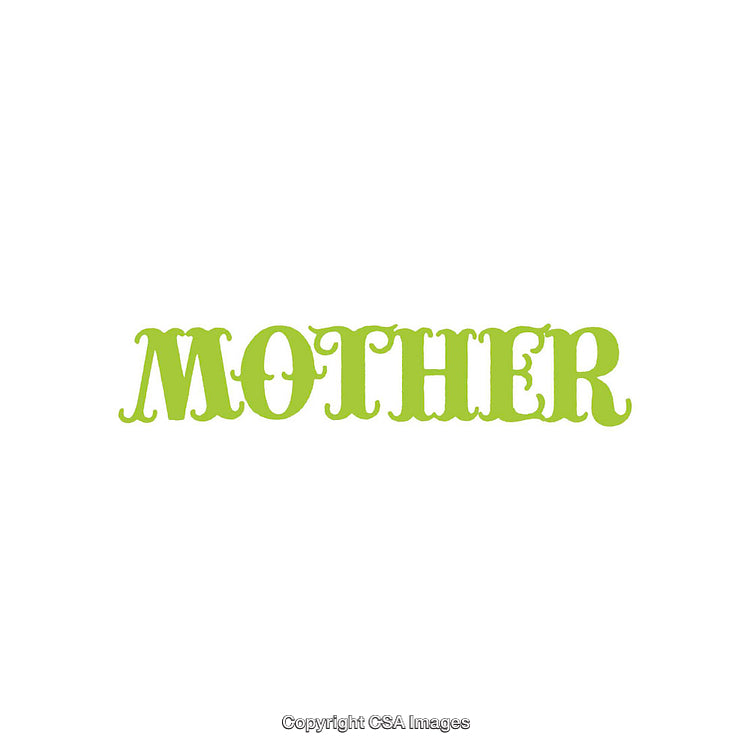 Green Decorative Text Showing the Word Mother on a White Background