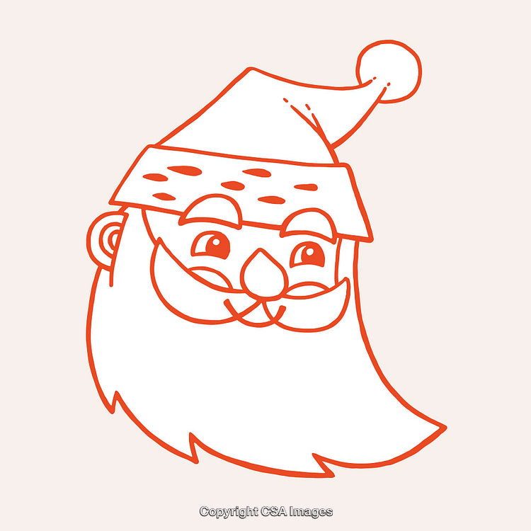 Color Line Art Illustration of Santa Claus Face With Festive Mood