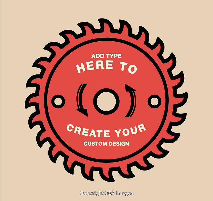 Customizable Circular Saw Blade Art With Text Placeholder Design