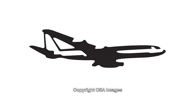 Black and White Airplane Silhouette Icon for Graphic Design Projects