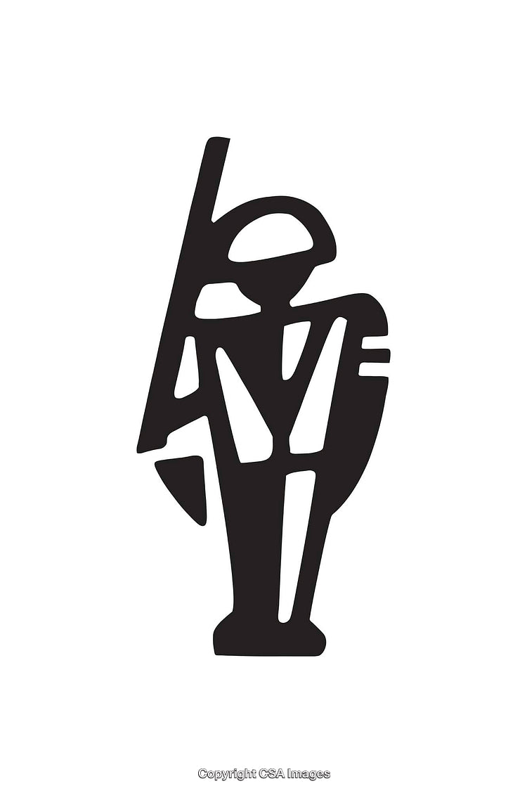 Abstract Black and White Line Art Depicting a Stylized Figure