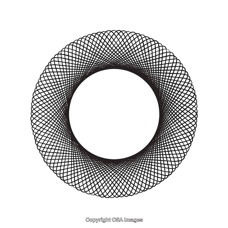 Geometric Circular Pattern in Black and White with Intricate Details
