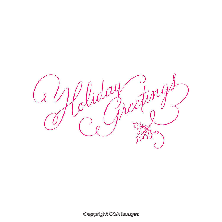 Elegant Holiday Greetings Text with Festive Holly Graphic in Pink