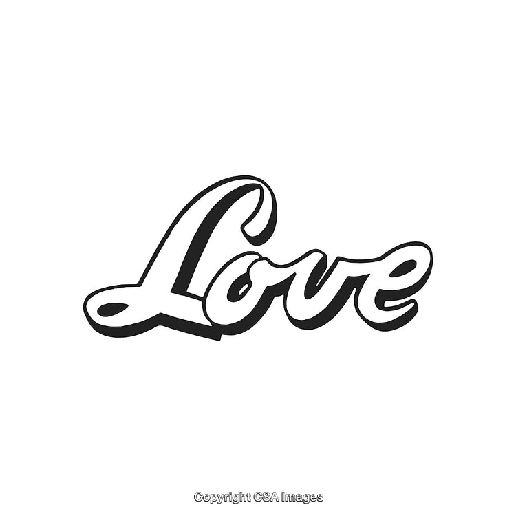 Stylish Hand-Lettered 'Love' Text in Elegant Black and White