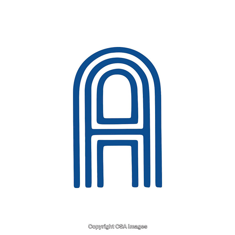 Stylized Blue Letter A on a White Background in Minimalist Design