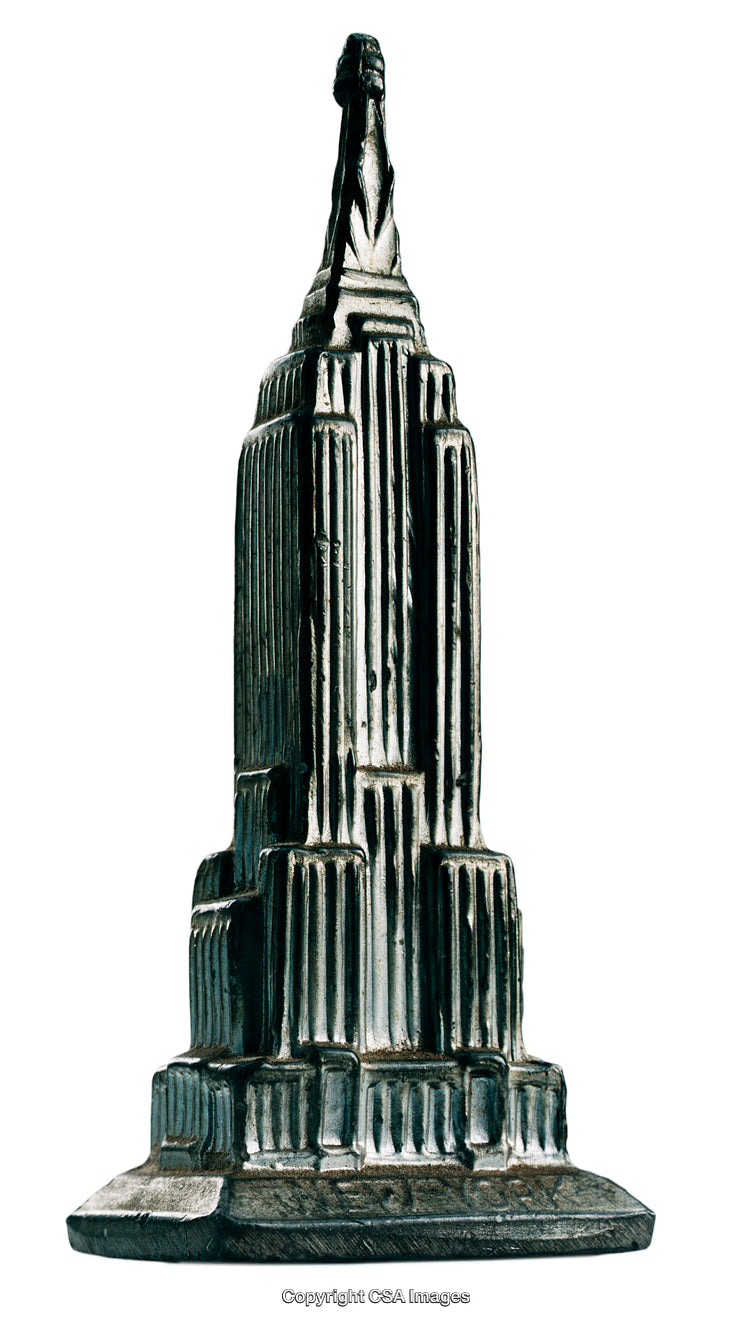 Miniature Model Replica of Modern Skyscraper in Silver Finish Displayed on White