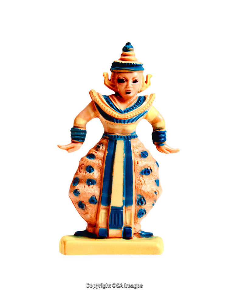 Colorful Figurine of Traditional Cultural Costume on Isolated White Background