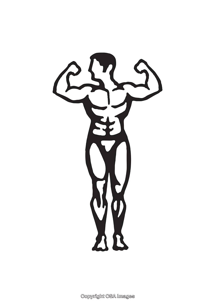 Black And White Bodybuilding Icon of a Flexing Athlete Silhouette